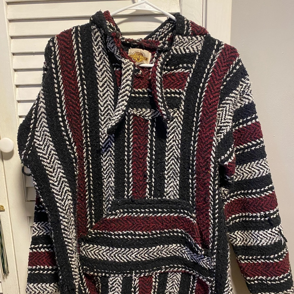 Baja Striped Hoodie - Black, White, Red